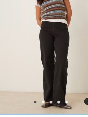 JJXX Women's High-Rise Wide Leg Jeans- faded black/gray wash.
